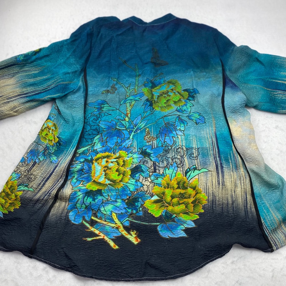 Citron Santa Monica Art To Wear Silk Rayon Crinkle Tunic Blouse Women's 0X - Picture 10 of 16
